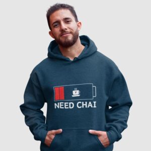 hoodie sweatshirt working man need chai blue