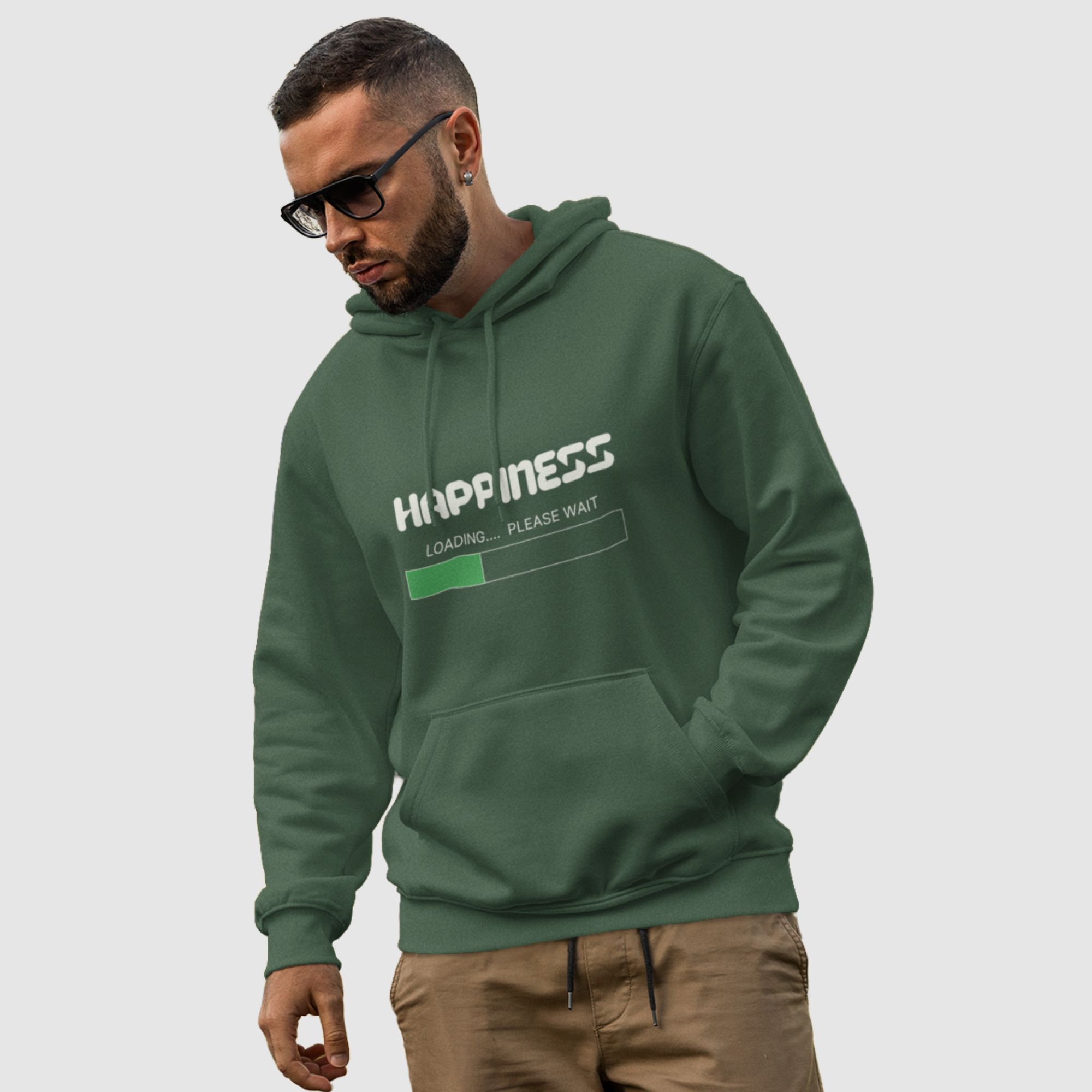 mens hoodie sweatshirt hooded winter wear happiness loading green